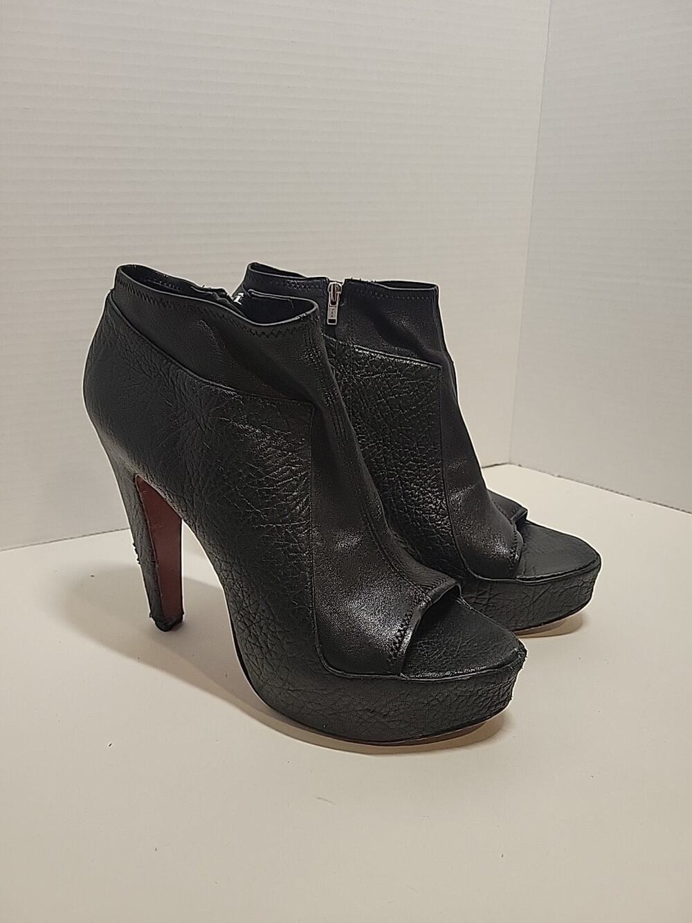 Elizabeth And James E-Break Platform Stiletto Heel Leather Black Side Zip 9.5B